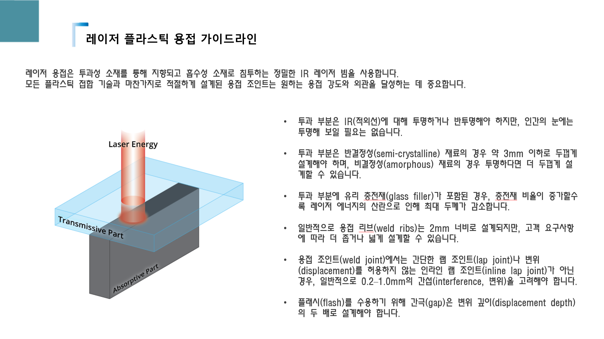 레이저 플라스틱 용접 가이드 라인